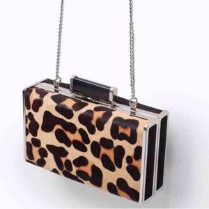 Zara Accessories Leopard Print Box Clutch